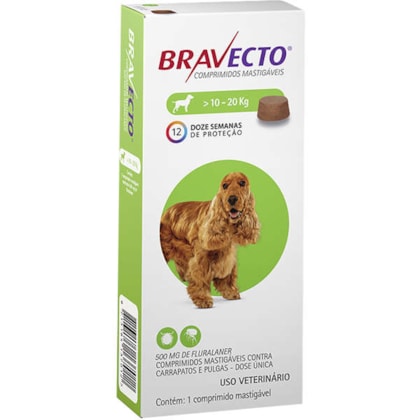 Bravecto 10 - 20kgs Anti Pulgas E Carrapato (500mg) - Msd