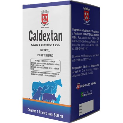 Caldextan 500ML -Cálcio e Dextrose a  25% - Vilavet