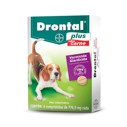 DRONTAL PLUS SABOR CARNE (ATE 10KG) 776,5 MG 4 COMP.