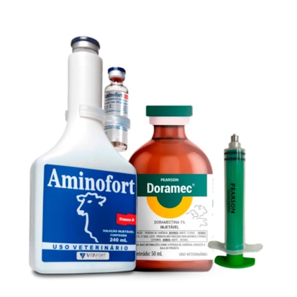 Kit: 2 Aminofort 250Ml -  1 Doramec e 1 Seringa