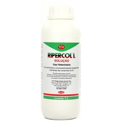 Ripercol L Solução - Controle de Verminose - Cloridrato de Levamisol 5% - 1 L - Zoetis