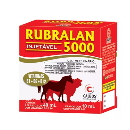 RUBRALAN 5000 INJETÁVEL (40ML VIT B1 E B6 + 10ML VIT B12) - CALBOS