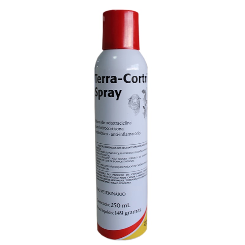 Terra Cortril Spray Pode Usar Em Cachorro Terra-Cortril Spray 250 mL Zoetis - Agroline - Produtos Agropecuários