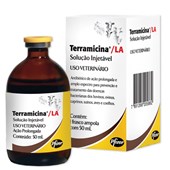 Terramicina LA Solução Injetável - Antibiótico oxitetraciclina – 50 mL - Zoetis