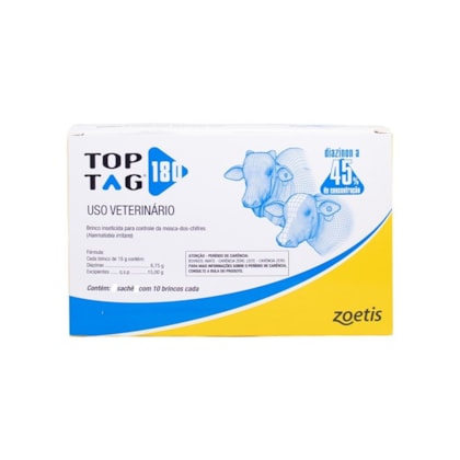 Top Tag 180 - Brinco Mosquicida com Diazinon - Sachê com 20 brincos - Zoetis